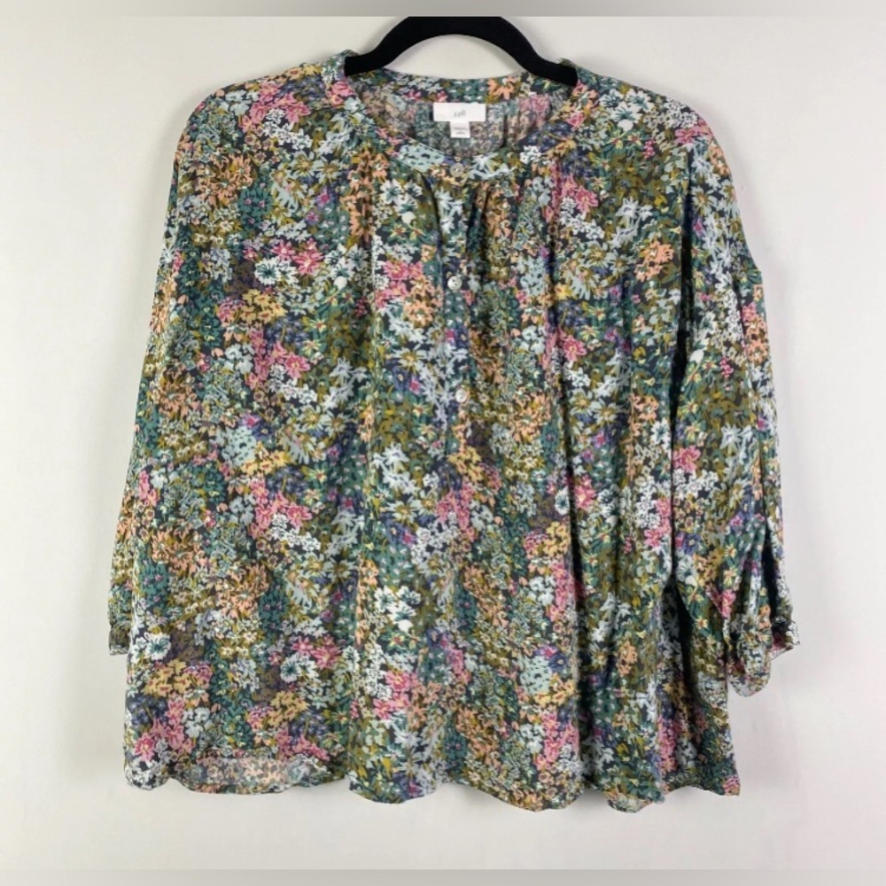 NEW - J. JILL Ditsy Floral Rayon Blouse. Size SP